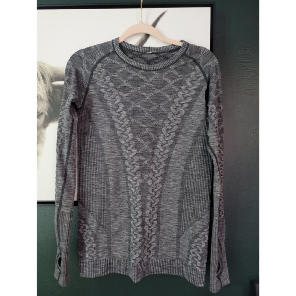 Lululemon Rest Less Pullover Heathered Black Top